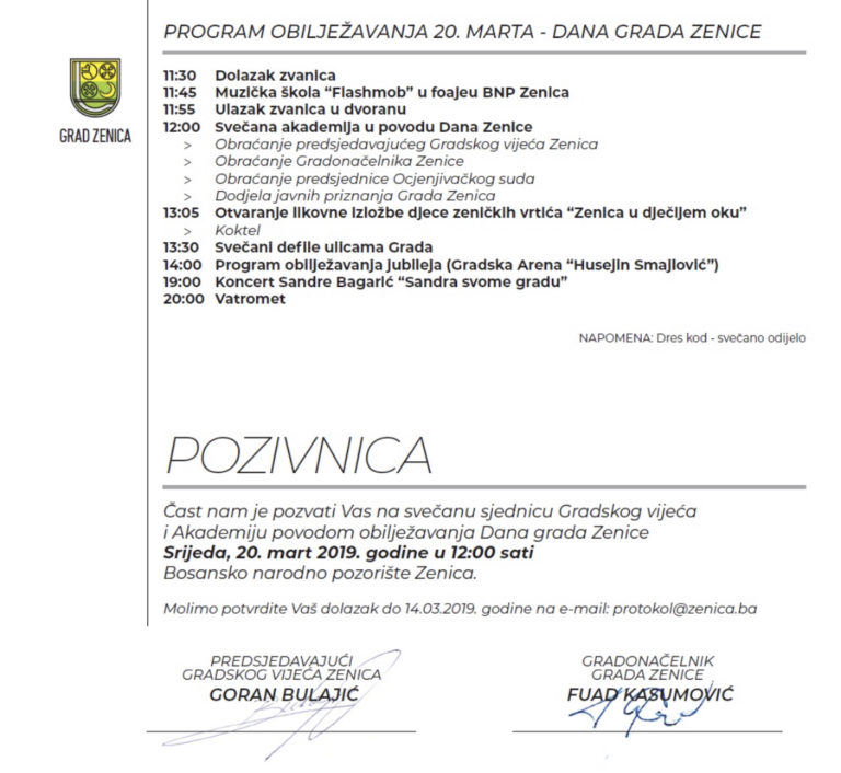 SVEČANA SJEDNICA POVODOM DANA ZENICE: Protokolom predviđena dodjela javnih priznanja, iako je neće biti!?