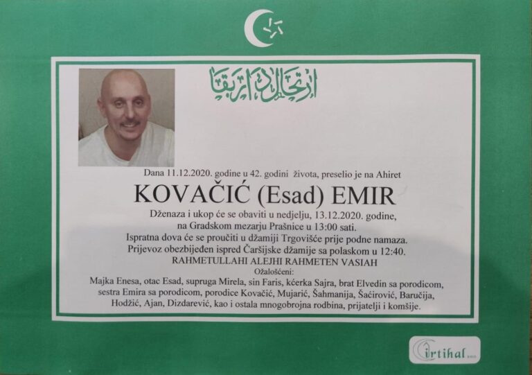 ZENICA OKOVANA TUGOM: Sutra dženaza Emiru Kovačiću, prijatelji u šoku