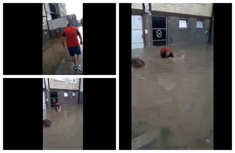 VIDEO: Zeničanin zaplivao na poplavljenoj ulici