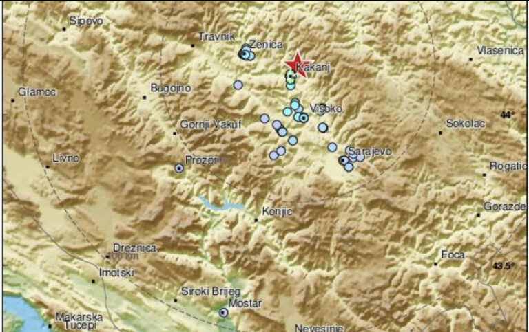 Zemljotres jačine 3,8 stepeni po Rihteru osjetio se kod Kaknja i obližnjih mjesta