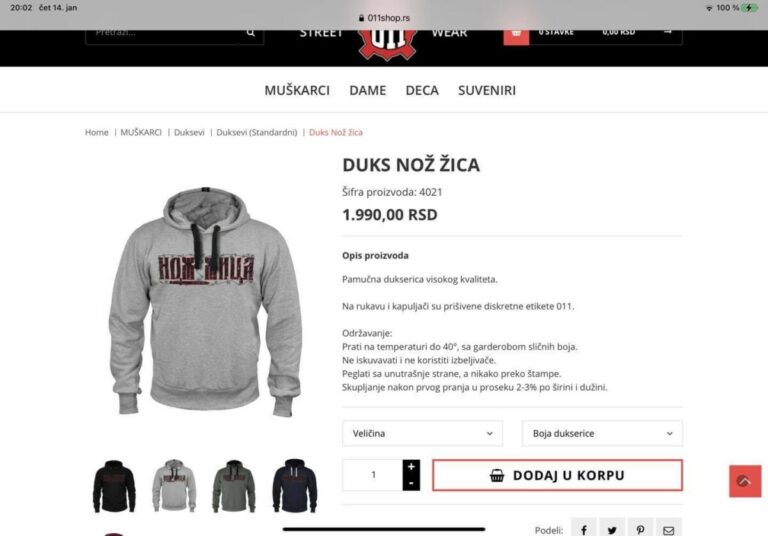 SRAMOTNO: Na web shopu bez ikakvih problema možete naručiti duksericu “Nož, žica”