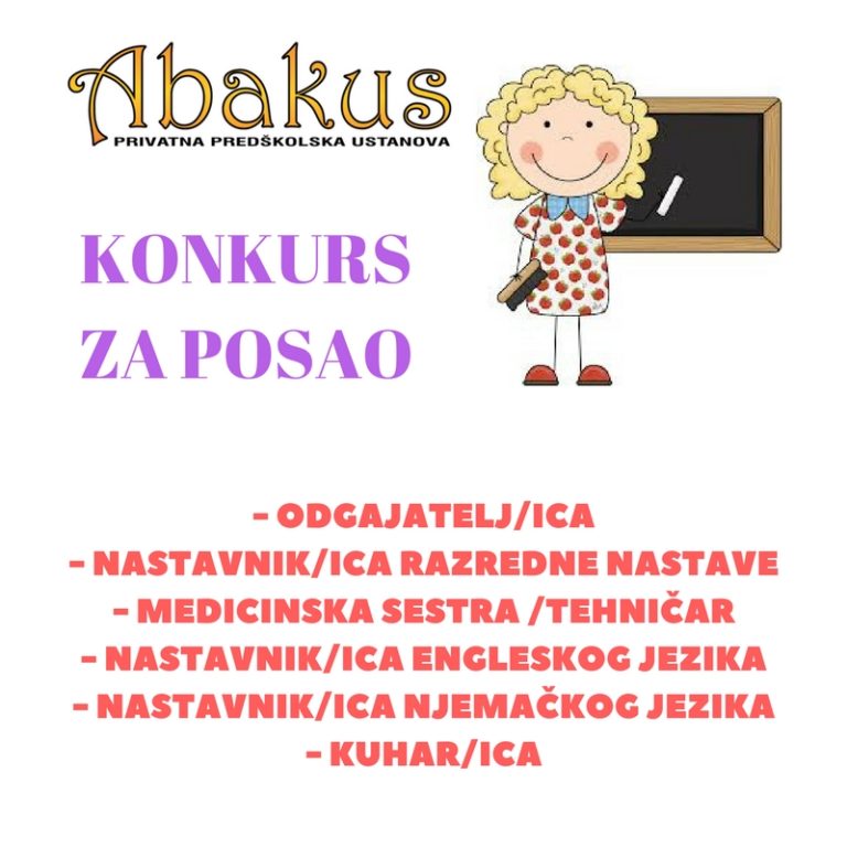 Privatna predškolska ustanova ABAKUS raspisuje konkurs za šest pozicija
