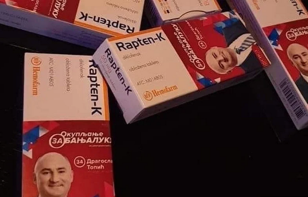 Kandidat SNSD-a u Banjoj Luci reklamira se na tabletama za bolove