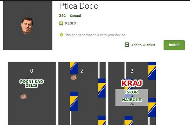 Milorad Dodik dobio igricu na Googleovom Play Storeu