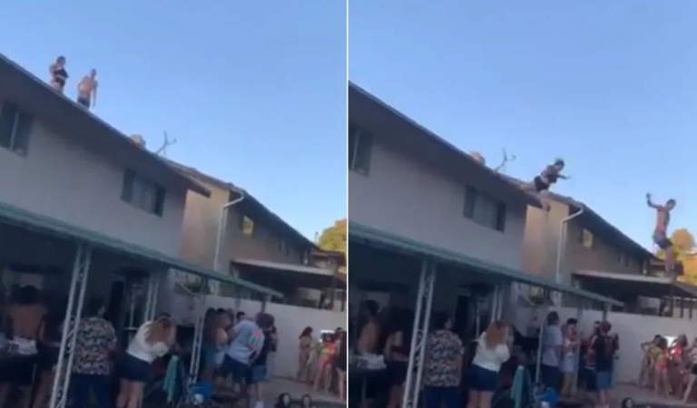 Djevojka skakala s krova u bazen, bolno je za gledati kako je završilo