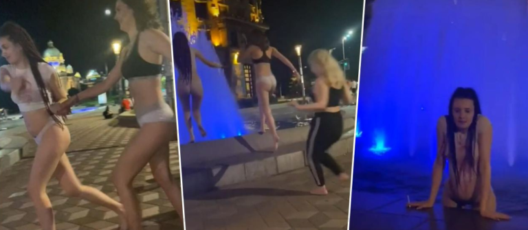 ‘Vrela’ noć: Djevojke se u toku protesta poskidale, pa napravile haos u fontani