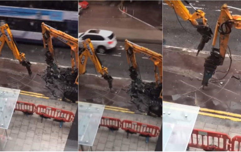 Dva građevinska radnika svojim bagerima ležerno igraju čuveni ‘Iks-oks’ (VIDEO)