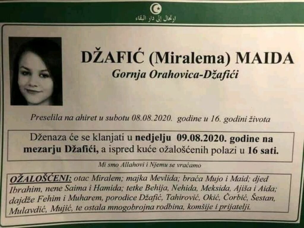 maida dzafic smrtovnica facebook