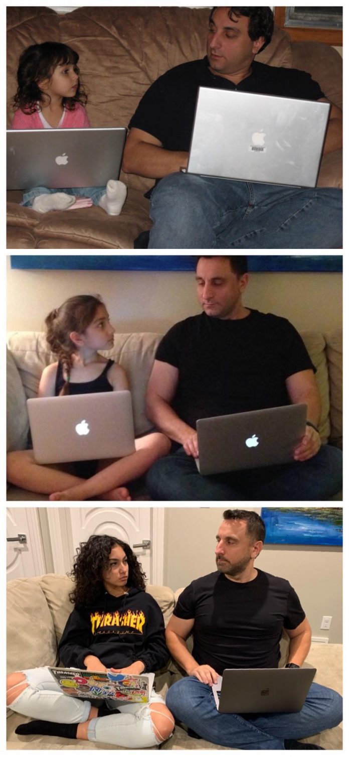 Tata se s kćerkom fotografirao 2007.,2014. i 2019. godine, a ljudi su primijetili jedan detalj
