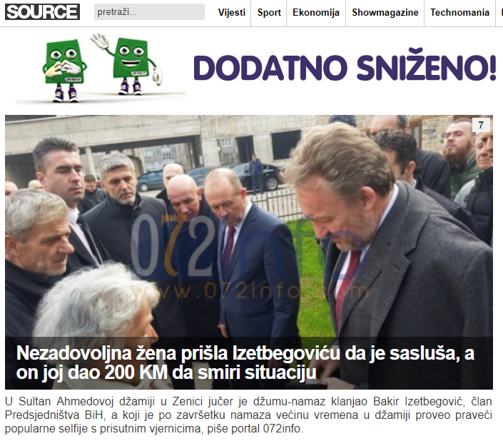 Izetbegovićeva blamaža glavna vijest brojnih bh. i regionalnih portala